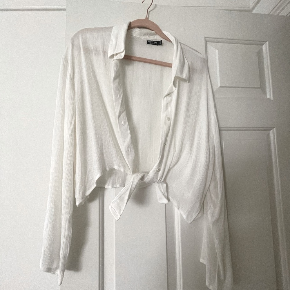 NASTY GAL white button down cover up